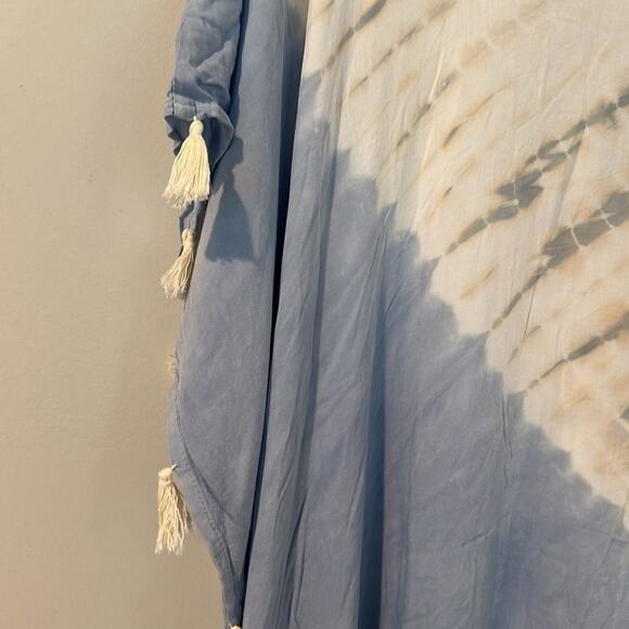 Surf Gypsy Medium Boho Blue Tie Dye Tassel Swim Cover-Up - Picture 6 of 9